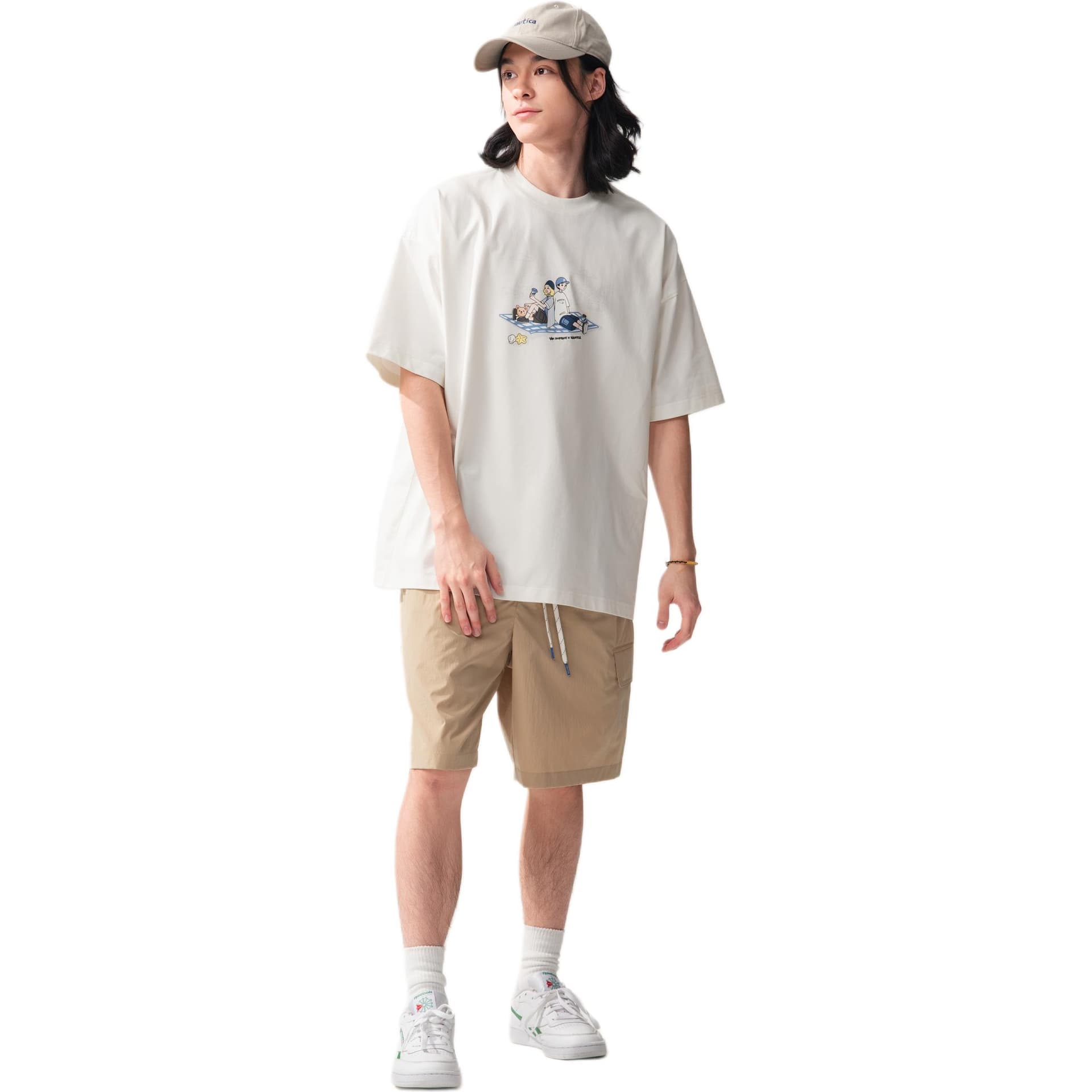 Футболка Nautica White Sail x POPBOY Кемпинг принт Круглый вырез Мужская футболка - изображение 4