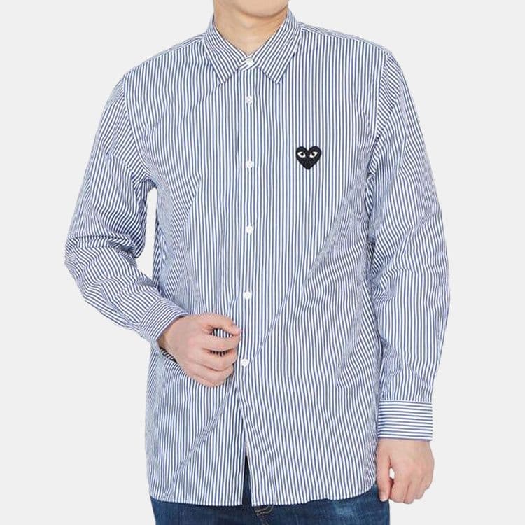 Рубашка CDG Play Striped Shirt Blue - изображение 4
