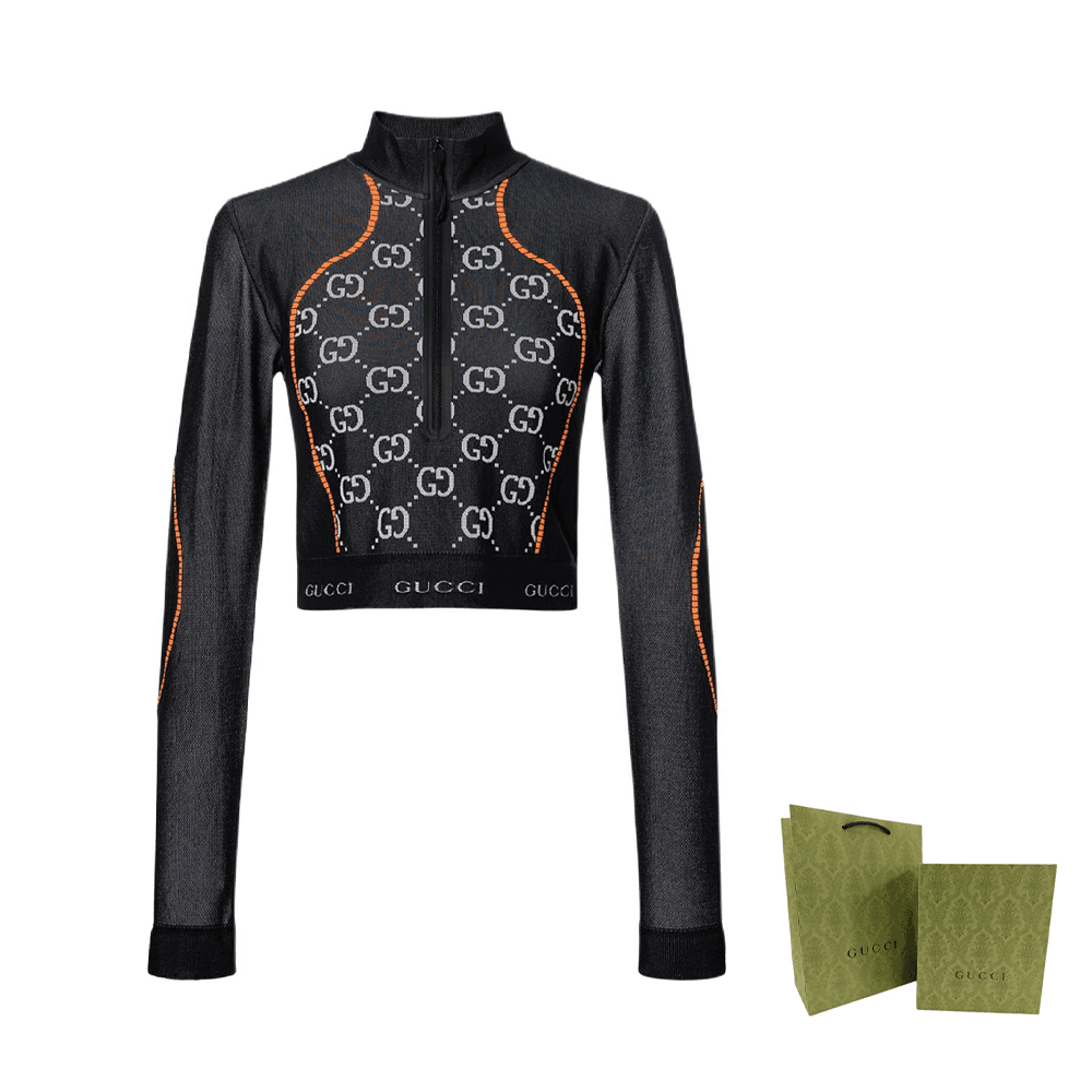 Gucci SS22 GG Jacquard Knit Top Black - изображение 9