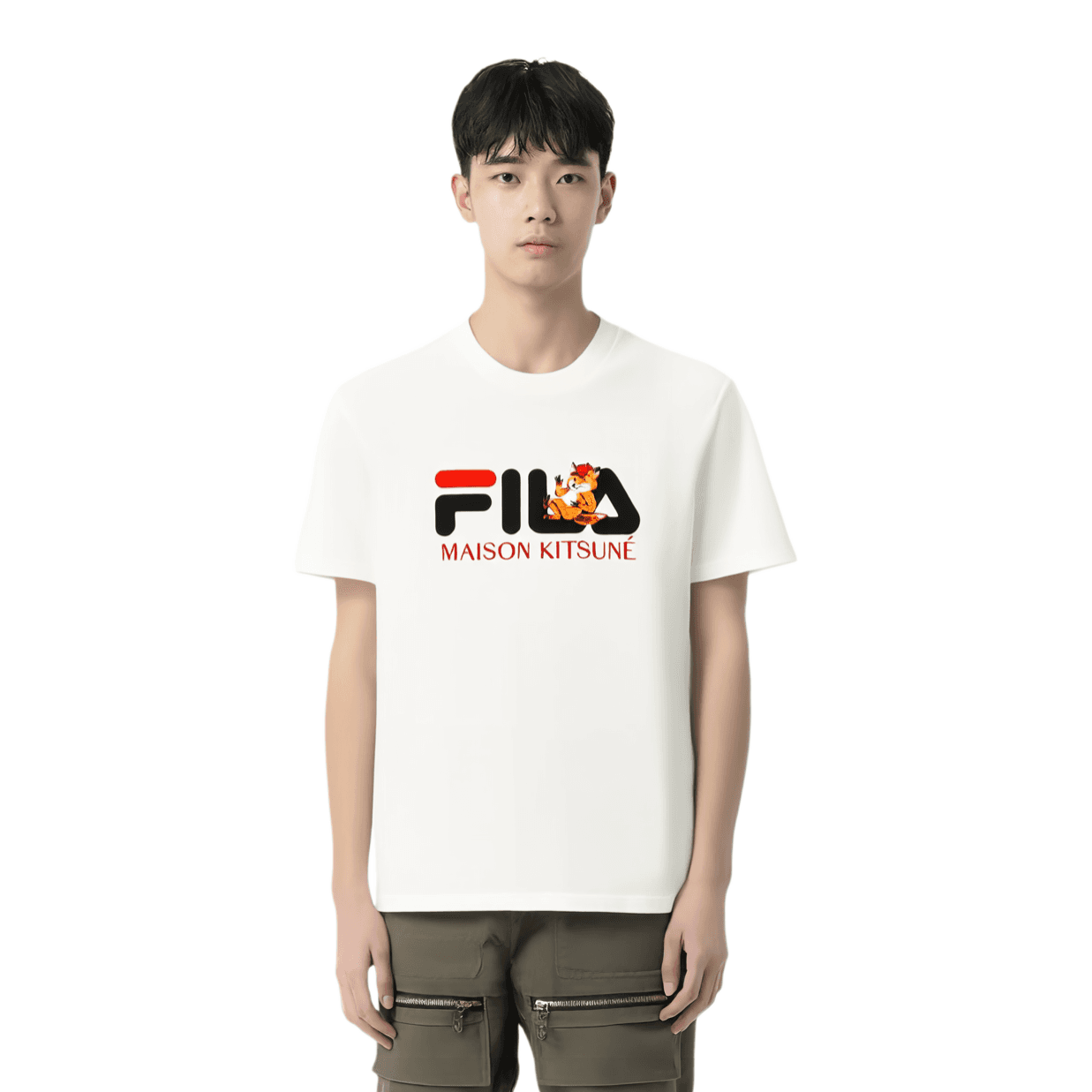 Футболка fila X MAISON KITSUNE Little Fox T Рубашка Мужской Облачный белый - изображение 3