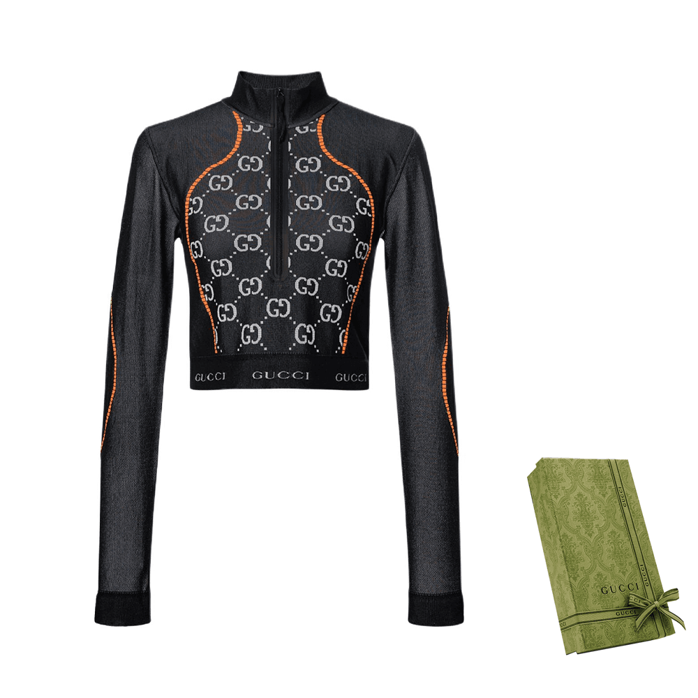 Gucci SS22 GG Jacquard Knit Top Black - изображение 8