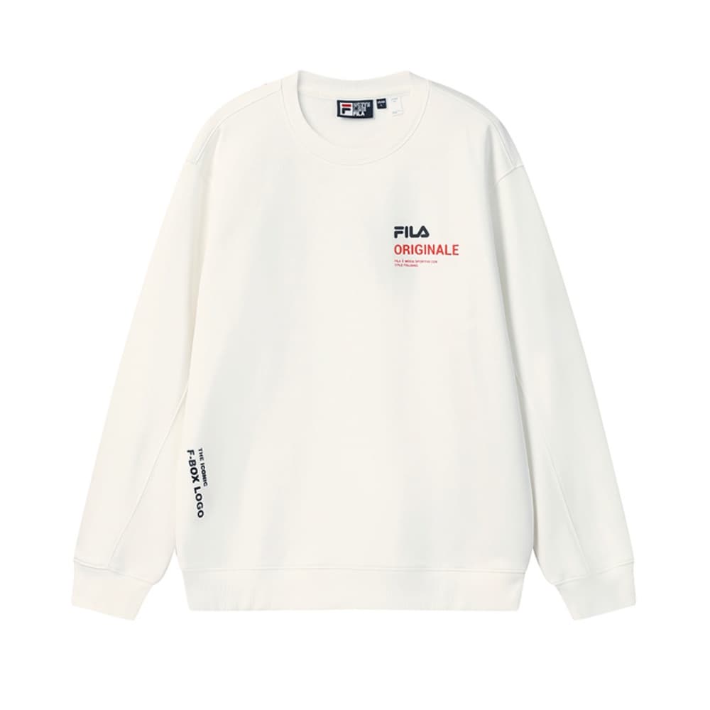 Худи FILA ORIGINALE С флисовой подкладкой Модный повседневный универсальный термальный свободный крой Толстовка мужской белый - изображение 1