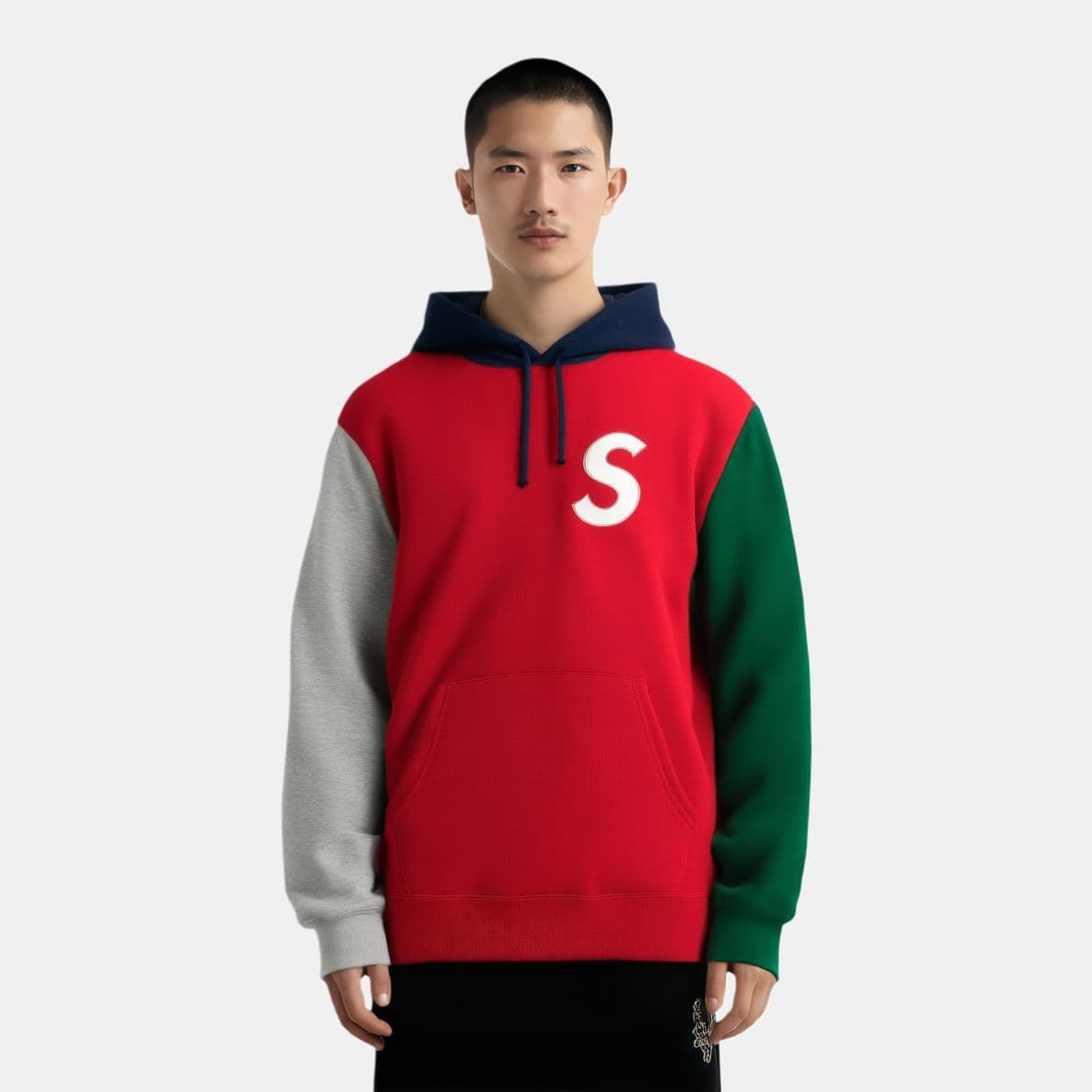 Кофта Supreme SS19 S Logo Colorblocked Hooded Sweatshirt Red - изображение 3