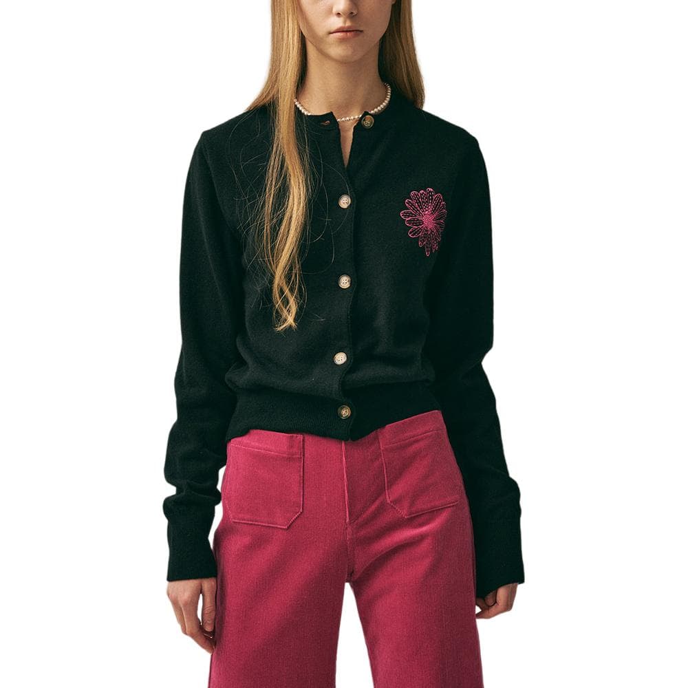 Кофта MARDI MERCREDI Fw25 Енот Смешанный Кардиган Круглый Вырез_Черный Фуксия Трикотаж Женский - изображение 1