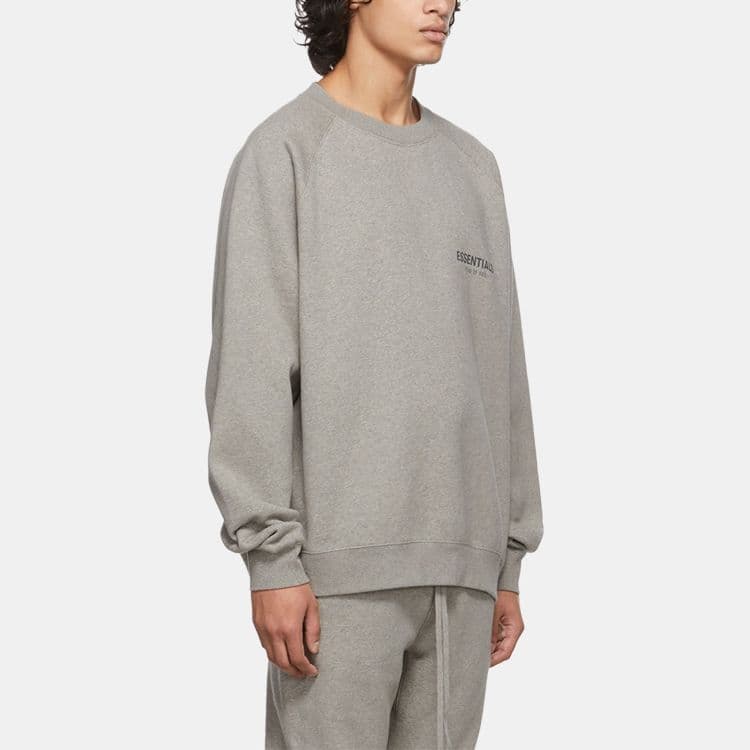 Худи Fear of God Essentials FW21 Pullover Crewneck Dark Heather Oatmeal Logo - изображение 6