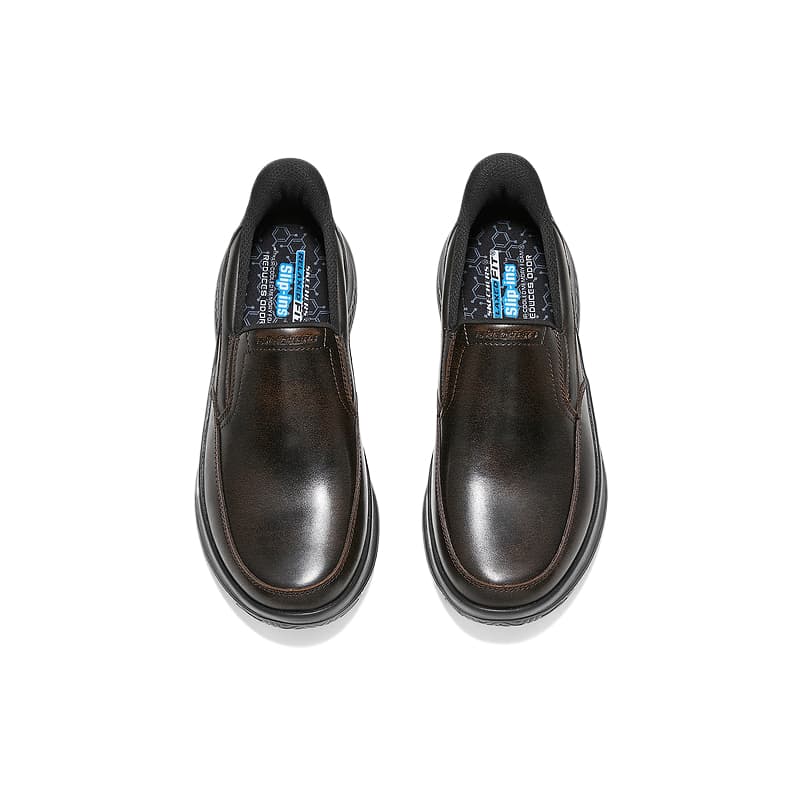 Skechers Кисти рук Бесплатно Slip On Обувь Повседневные кожаные туфли Мужской Темно-кофейный - изображение 2