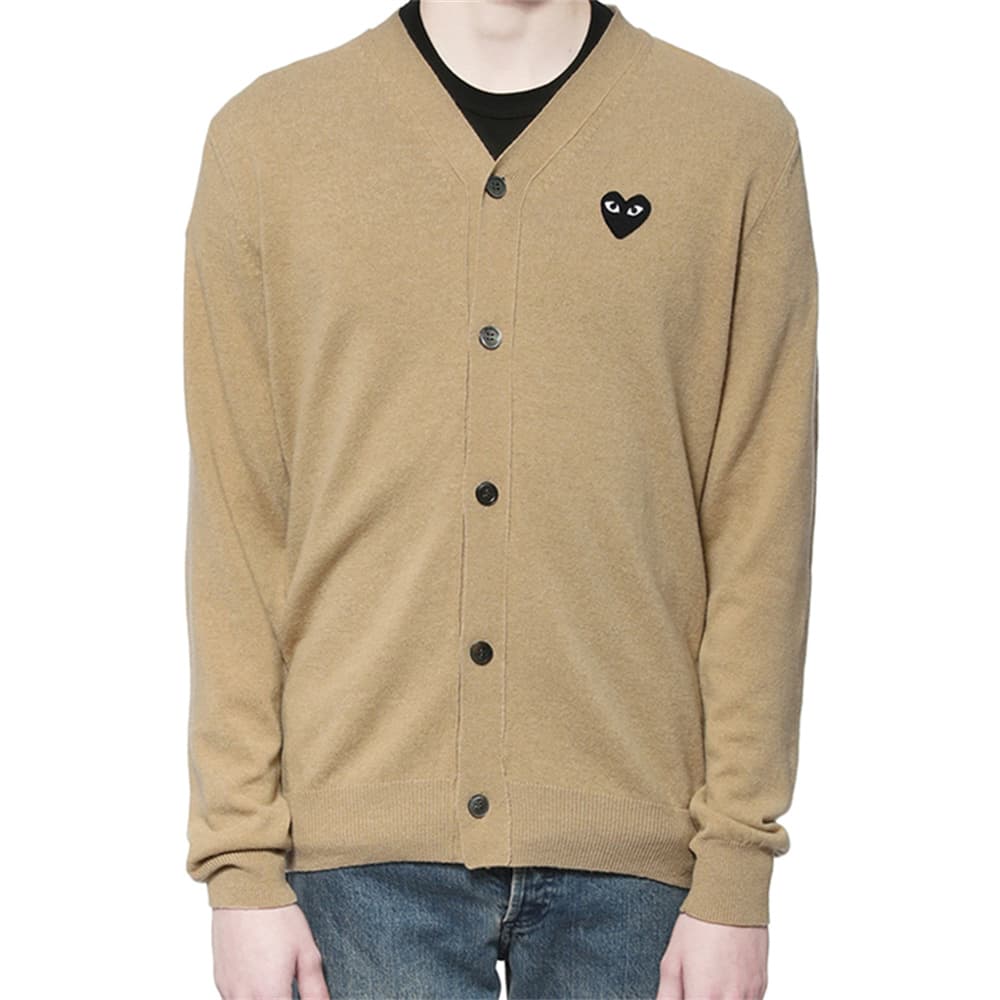Кофта CDG Play V-neck Cardigan Beige - изображение 4