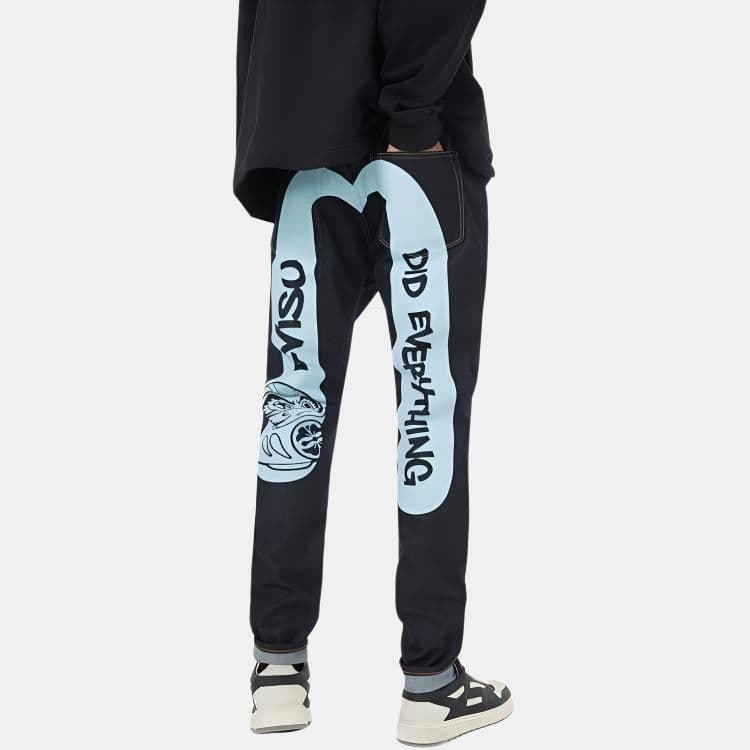 Штаны Evisu Джинсовый Синий Мужские Джинсы - изображение 4