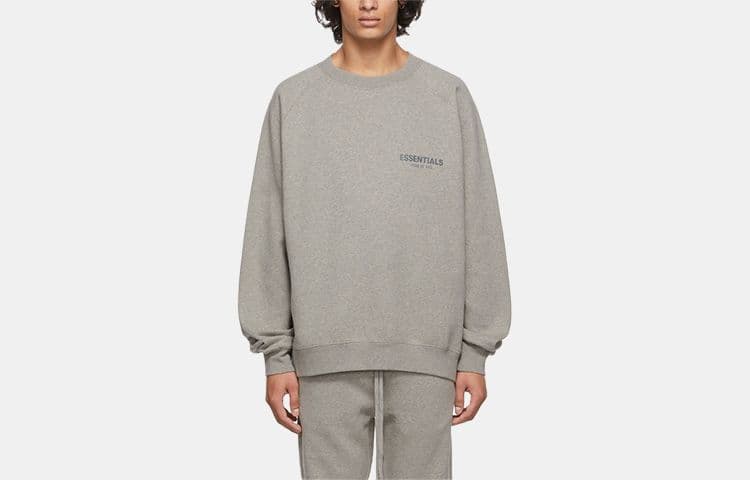 Худи Fear of God Essentials FW21 Pullover Crewneck Dark Heather Oatmeal Logo - изображение 3