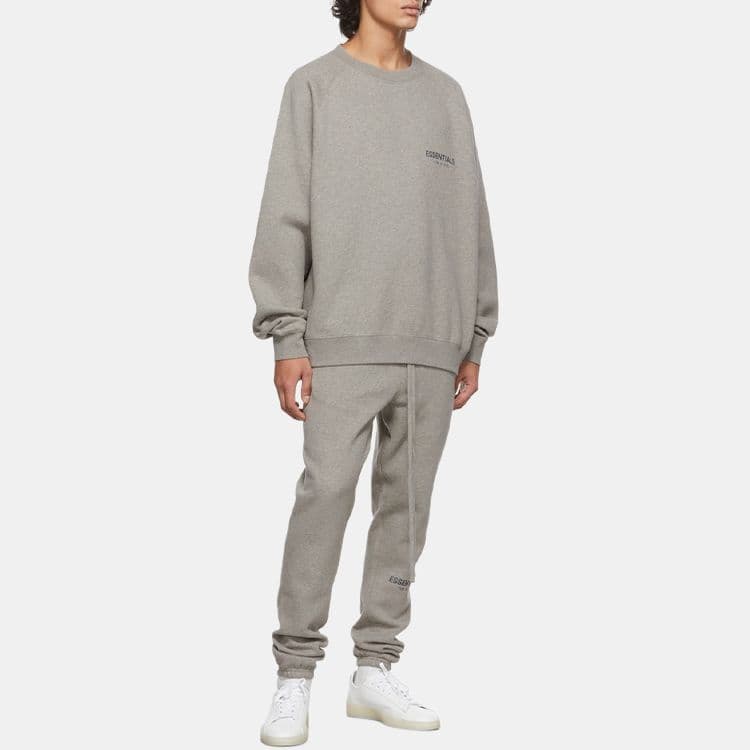 Худи Fear of God Essentials FW21 Pullover Crewneck Dark Heather Oatmeal Logo - изображение 5