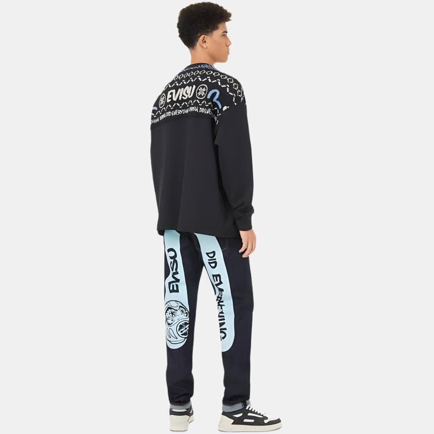 Штаны Evisu Джинсовый Синий Мужские Джинсы - изображение 5