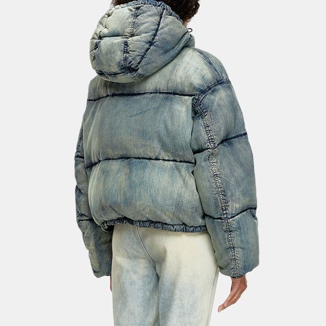Diesel FW24 Хлопковый пуховик женский светло-синий выцветший - изображение 3
