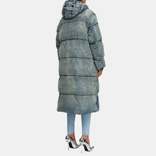 Diesel FW24 Хлопковый пуховик женский светло-синий выцветший - изображение 3