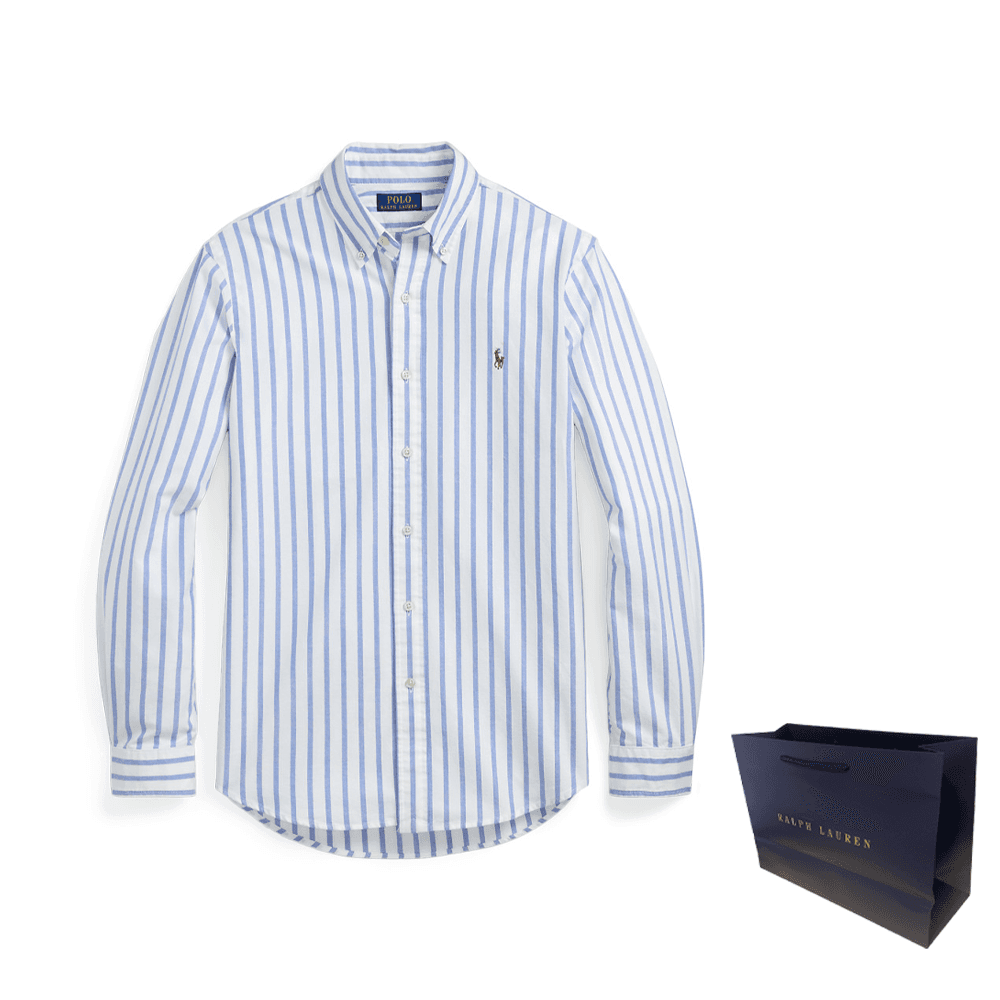 Рубашка Polo Ralph Lauren Рубашка Смешанная Материал Мужская Синяя Белая Многоцветная - изображение 6