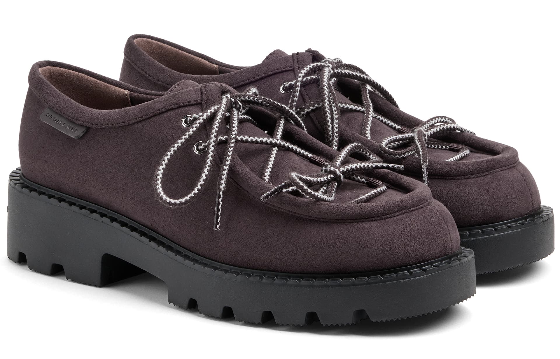 Тапочки CHARLES&KEITH Женские повседневные туфли на платформе 4,6 см из искусственной замши со шнуровкой - изображение 2
