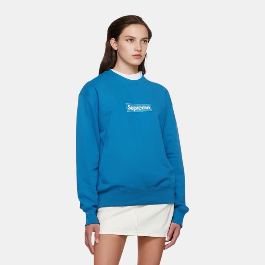 Худи Supreme Box Logo Crewneck Bright Royal - изображение 2