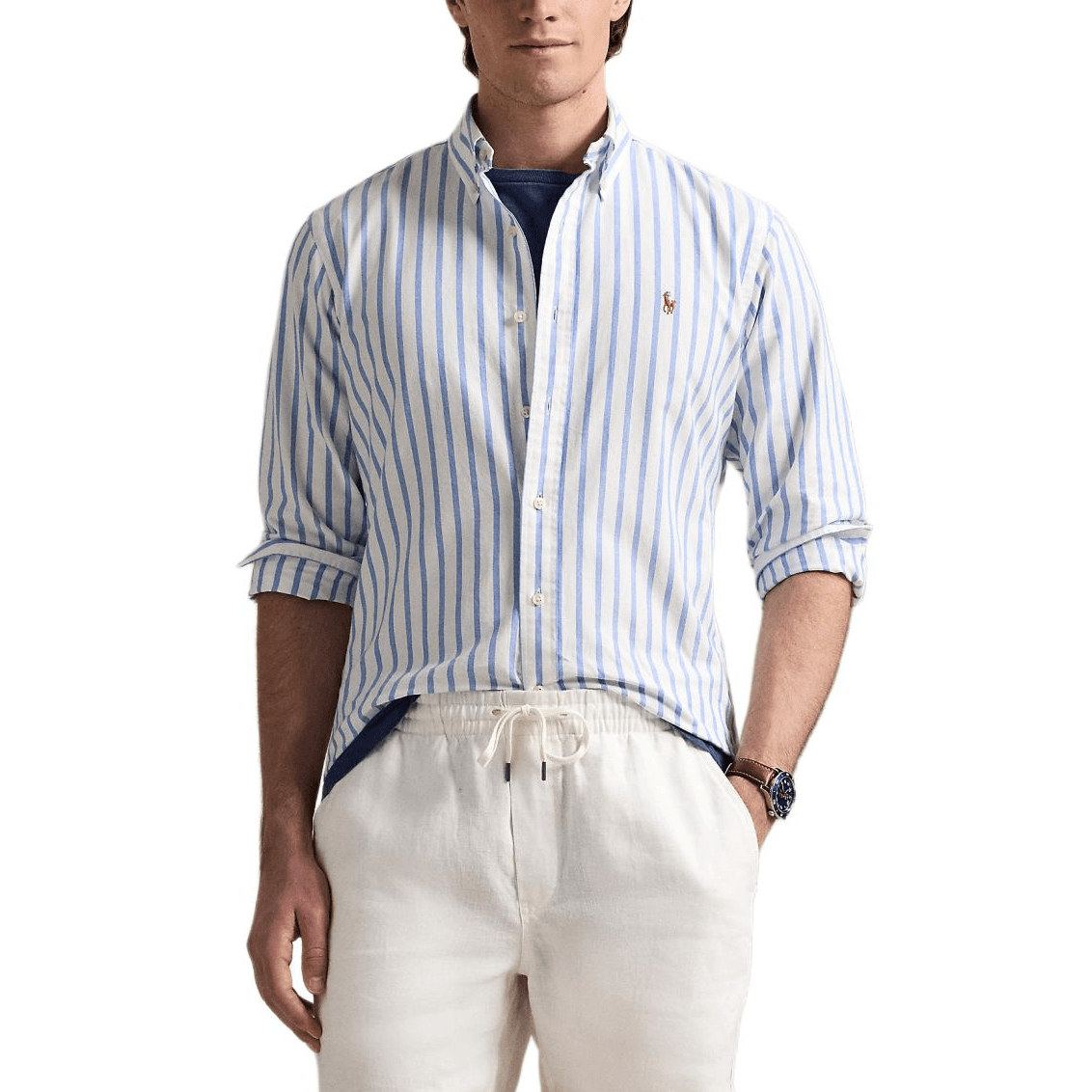 Рубашка Polo Ralph Lauren Рубашка Смешанная Материал Мужская Синяя Белая Многоцветная - изображение 2