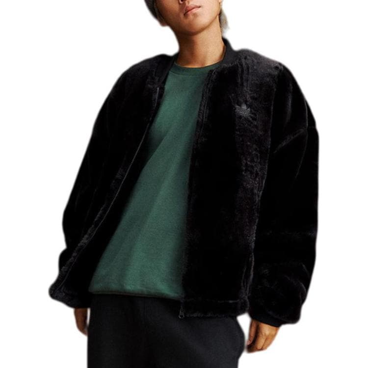 Куртка Adidas Originals Мех Куртка Куртки Пальто Унисекс Черный - изображение 2