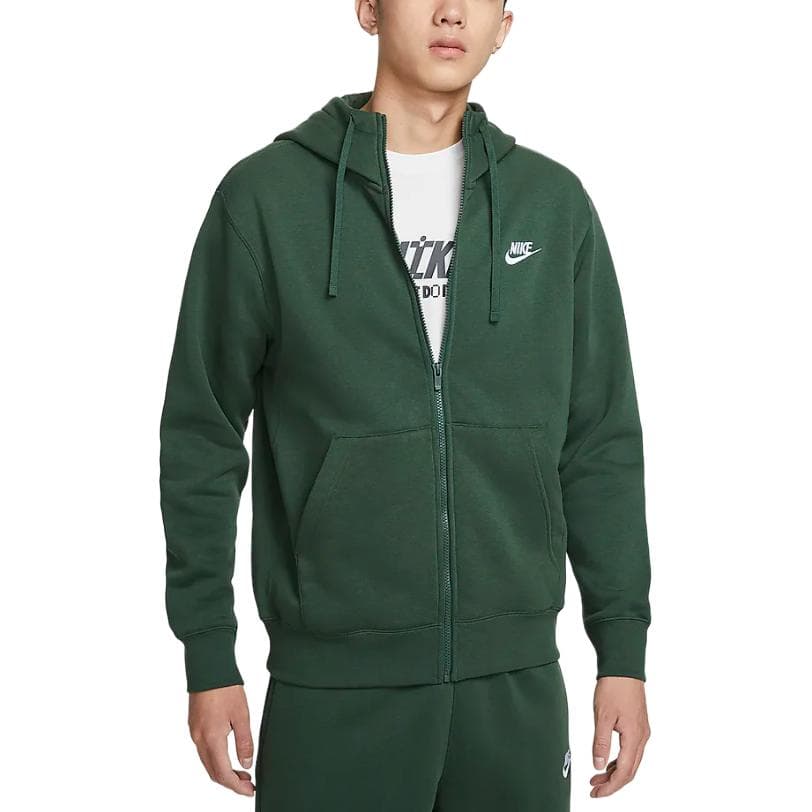 Куртка Nike Sportswear Club Флис Удобный С манжетами Молния Открытая застежка (кардиган) С капюшоном Куртки Пальто Мужской - изображение 3