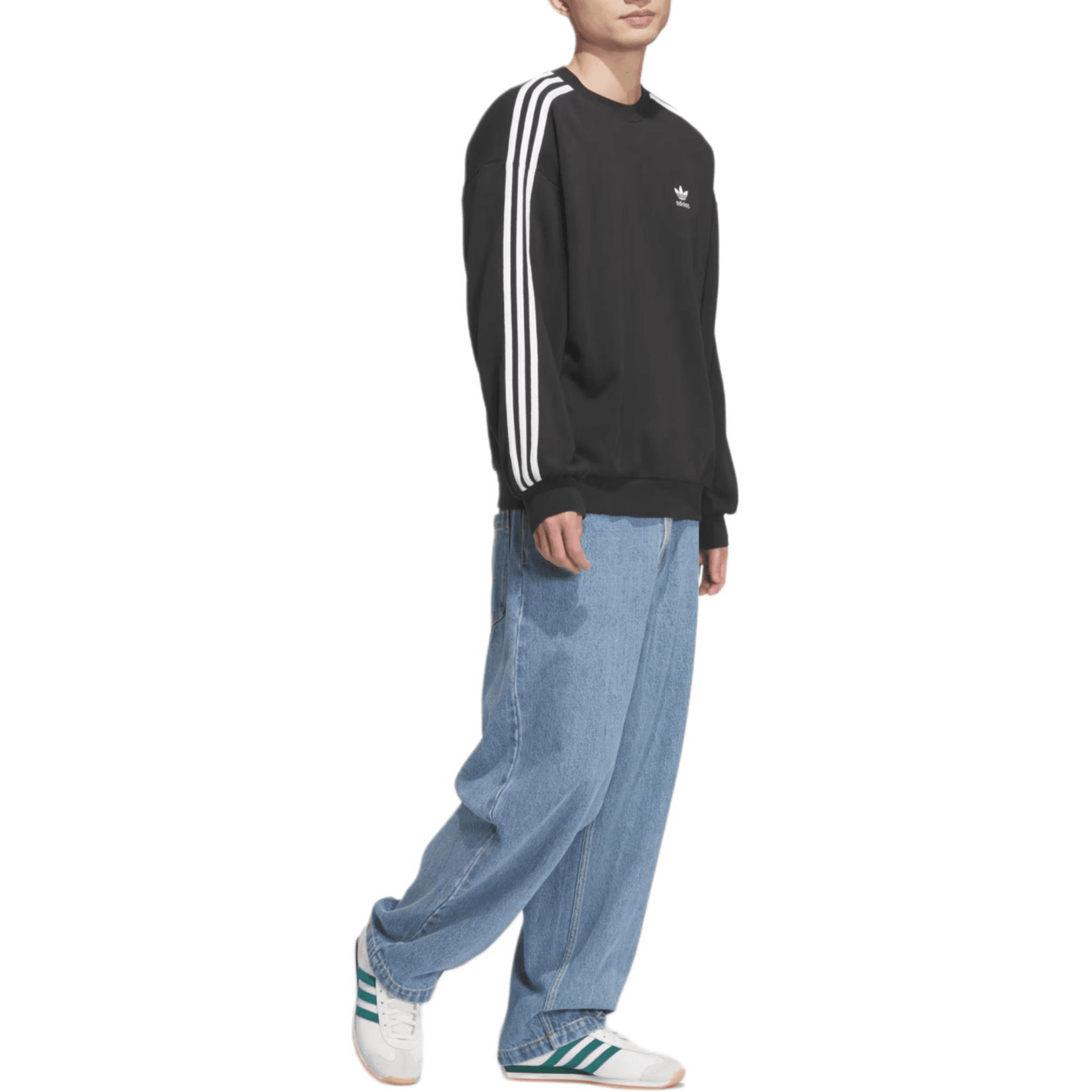 Худи Adidas Originals ADICOLOR Оверсайз КРУГЛЫЙ ВЫРЕЗ ТОЛСТОВКА Мужской Черный - изображение 2
