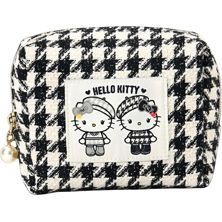 Sanrio Houndstooth Polyester Fiber Путешественный мешок для хранения Женские Черный Белый - изображение 1