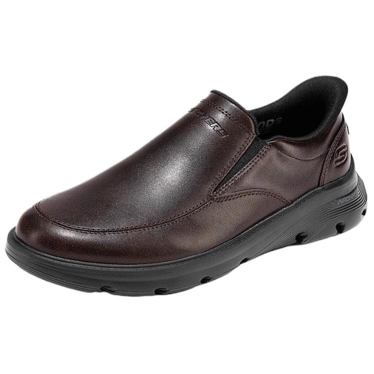 Skechers Повседневный Slip On Обувь Повседневные кожаные туфли Мужской Темно-кофейный - изображение 2