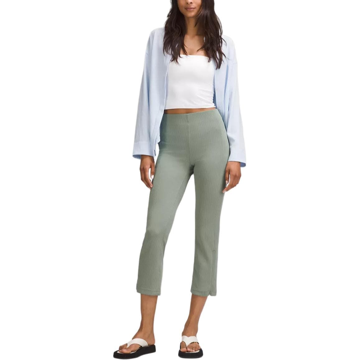 Штаны lululemon Ribbed Softstreme Zip-Leg High-Rise Cropped Pants 25" - изображение 3