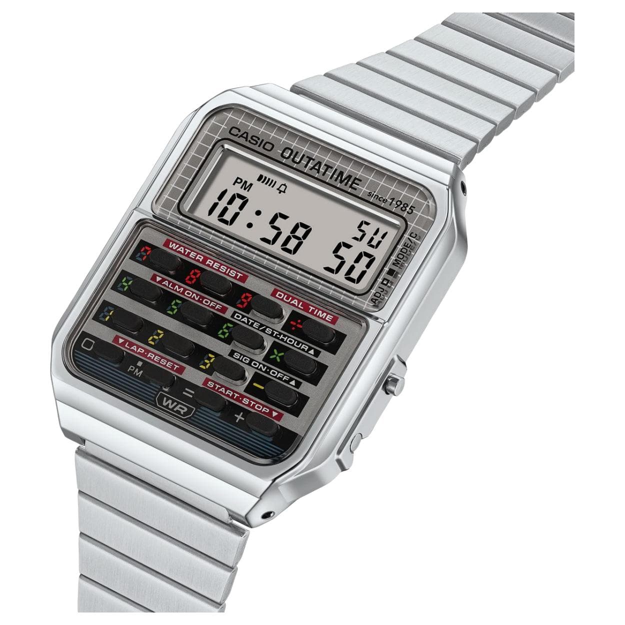 Часы Casio Back to the Future Винтаж Кварцевый Механизм Нержавеющая Сталь Шнуровка Часы Мужские Серый Циферблат - изображение 2