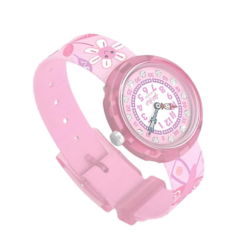 Часы SWATCH Flik Flak Кварцевый механизм водонепроницаемость 30 м детские часы 31,85*30,6 мм розовый циферблат - изображение 4