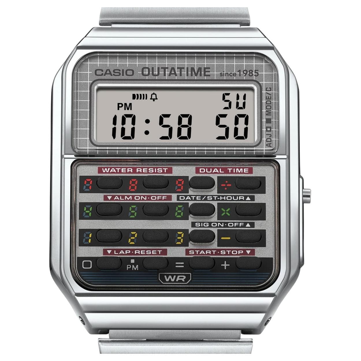 Часы Casio Back to the Future Винтаж Кварцевый Механизм Нержавеющая Сталь Шнуровка Часы Мужские Серый Циферблат - изображение 4