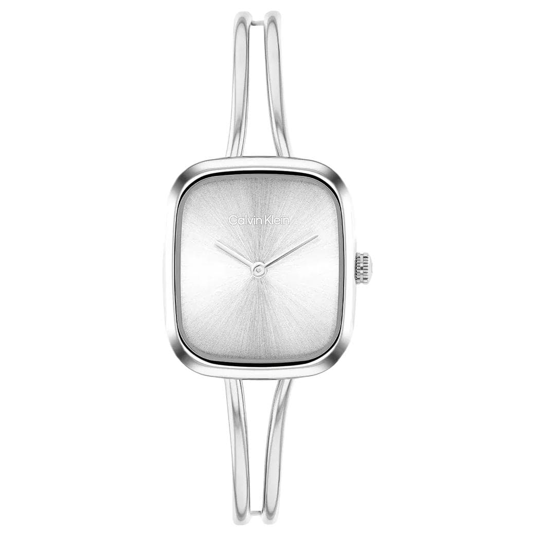 Механические часы Calvin Klein Часы на запястье Кварцевый механизм Нержавеющая сталь Шнуровка 21 мм Серебристый циферблат Женские часы - изображение 1