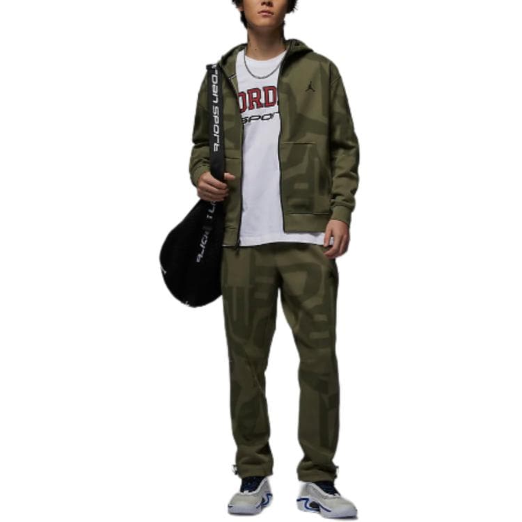 Куртка Jordan SportHOOP Dri-FIT С капюшоном Быстросохнущий Модный Куртка Мужской Оливково-зеленый - изображение 2