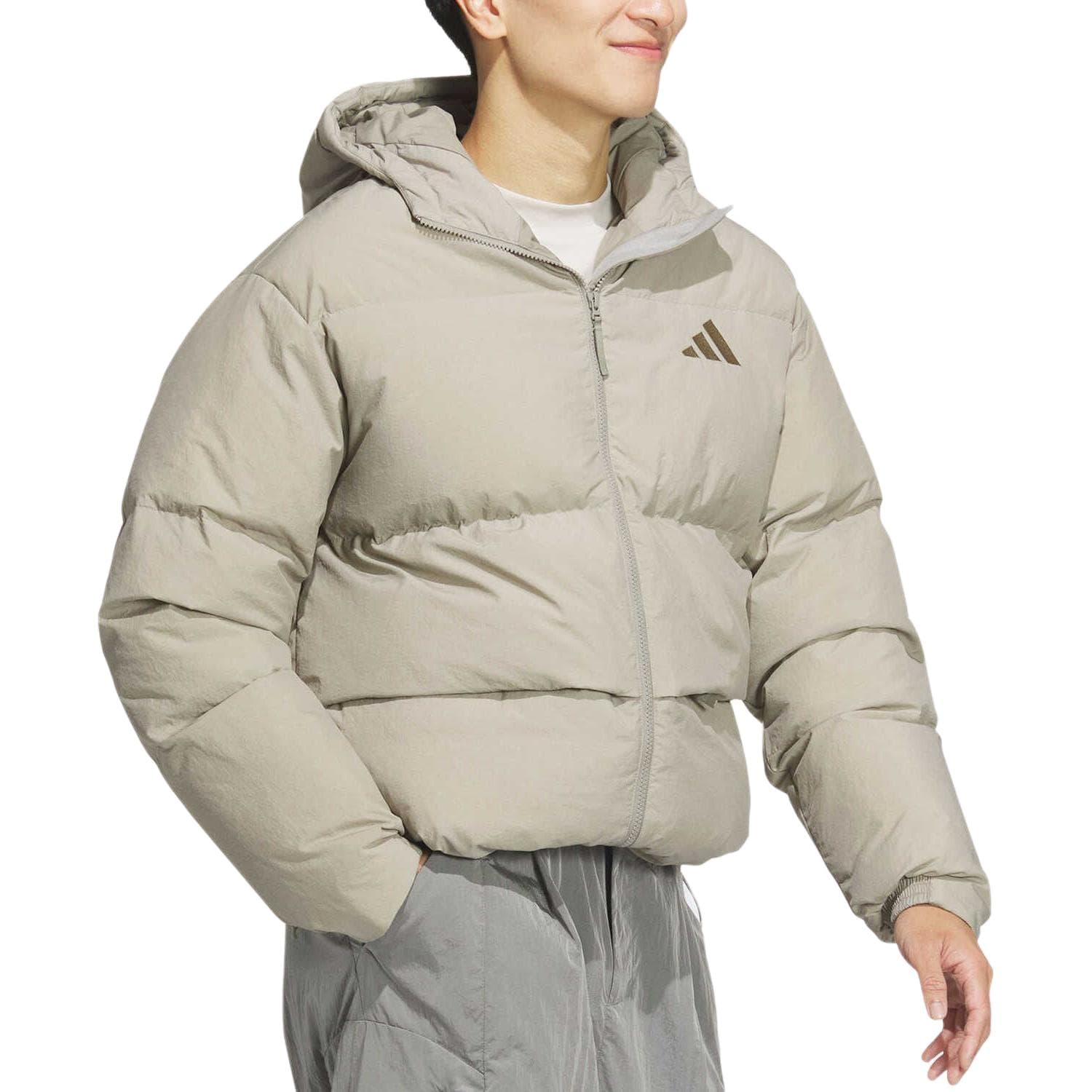 Зимняя куртка Adidas Основной хлопковый пуховик мужской светло-зеленый - изображение 3