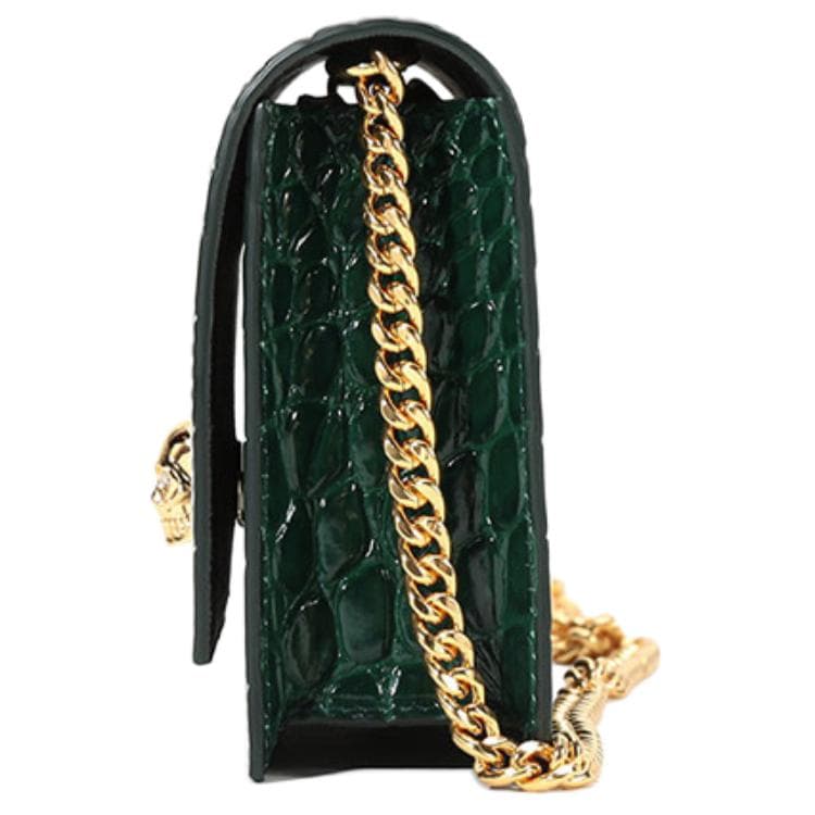 Мини-сумка Alexander McQueen Skull Chain Leather Crossbody Bag Deep Green - изображение 3