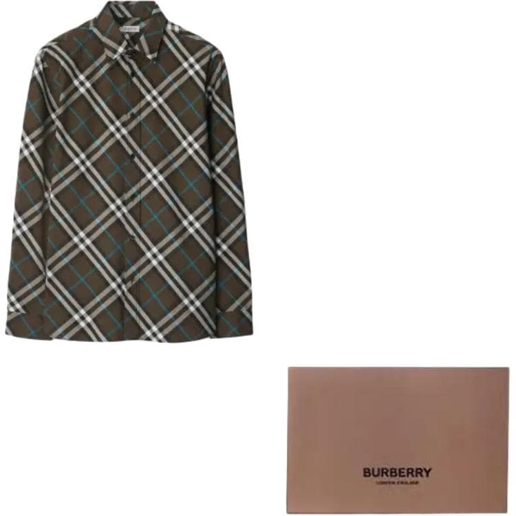 Рубашка Burberry Check Хлопковое волокно Рубашка Мужской Коричневый - изображение 9