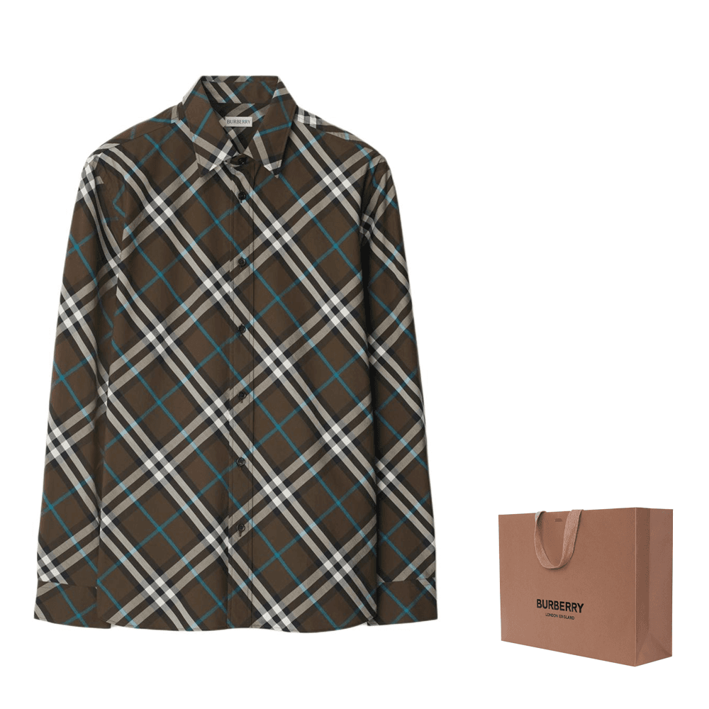 Рубашка Burberry Check Хлопковое волокно Рубашка Мужской Коричневый - изображение 7
