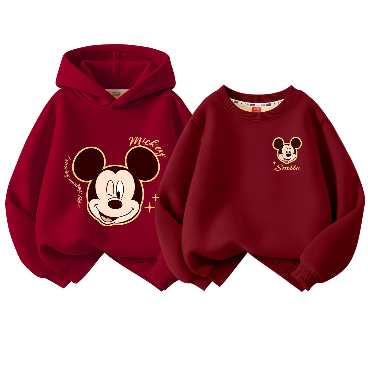 Кофта Disney [Утолщенный и с флисовой подкладкой] Dich Звезда Бургунди + Dich Праздник Бургунди KIDS Свитшоты - изображение 1