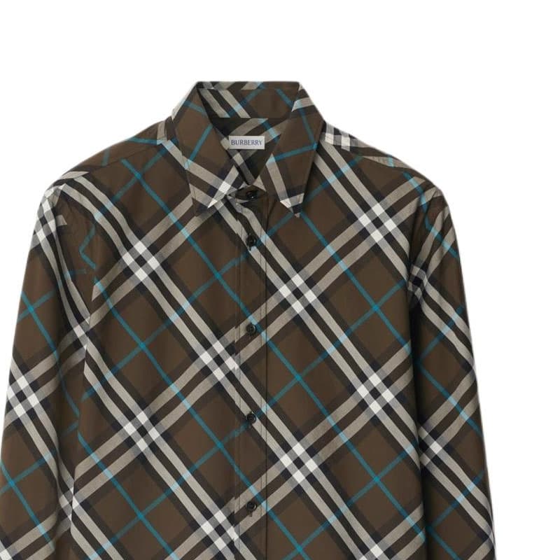 Рубашка Burberry Check Хлопковое волокно Рубашка Мужской Коричневый - изображение 5