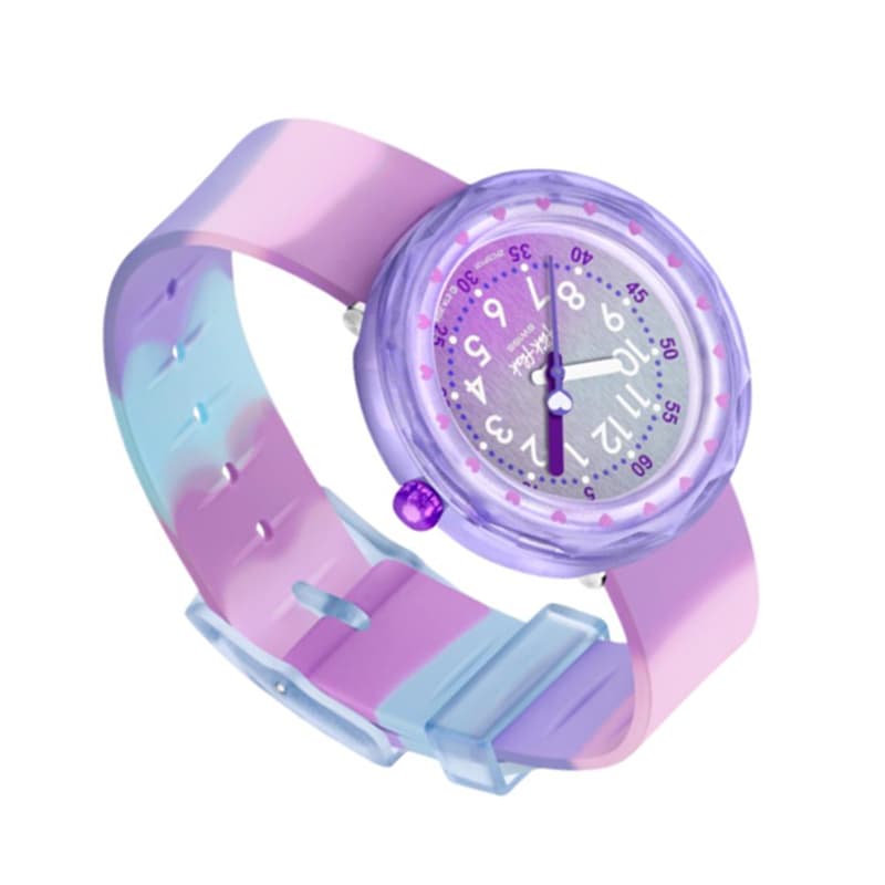 Часы SWATCH Flik Flak Кварцевый механизм Детские часы 36,7*35 мм Фиолетовый циферблат Часы Полимерные корпуса часов - изображение 4