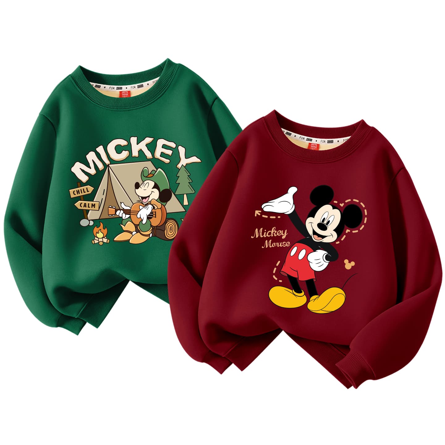 Disney [Утолщенный и с флисовой подкладкой] Дикая приключения Винтажный + Ди держит руку Бордовый Детские Толстовки - изображение 1