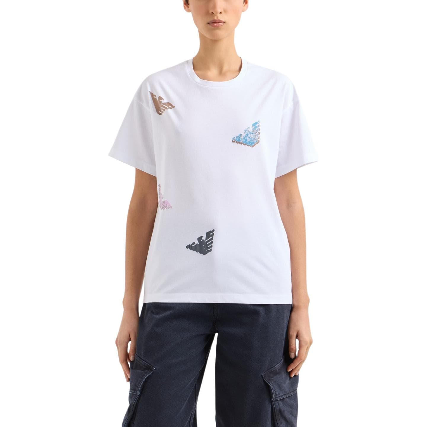 Футболка EMPORIO ARMANI SS26 Рукав с оборванным плечом T-рубашка Женская - изображение 2