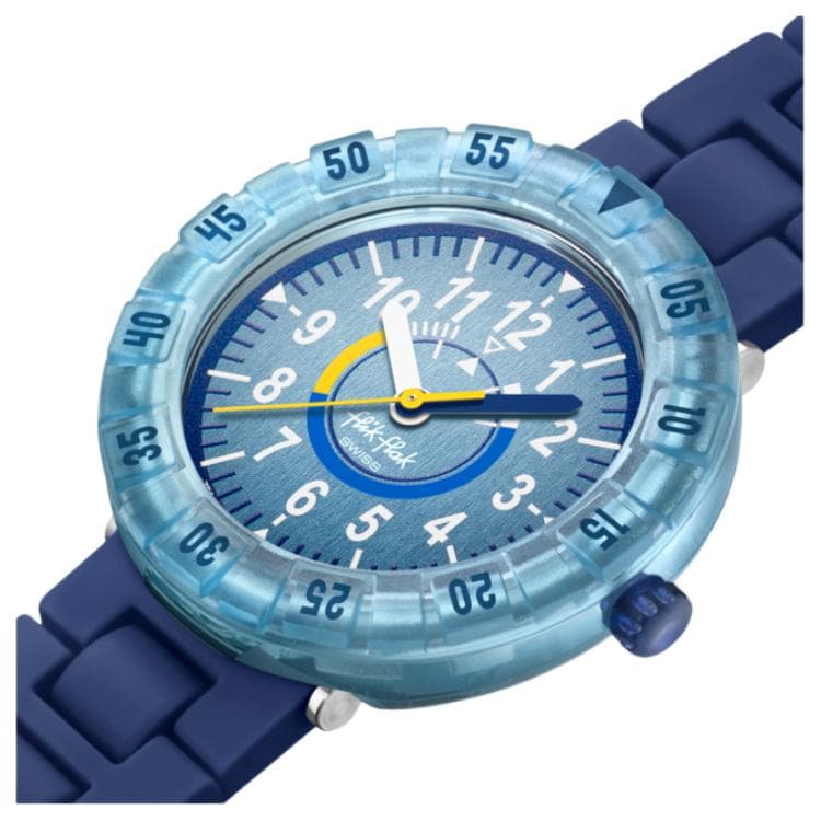 Часы SWATCH Flik Flak Кварцевый механизм Детские часы 36,7*35 мм Синий циферблат Полимерные корпуса Часы Силиконовый ремешок - изображение 3