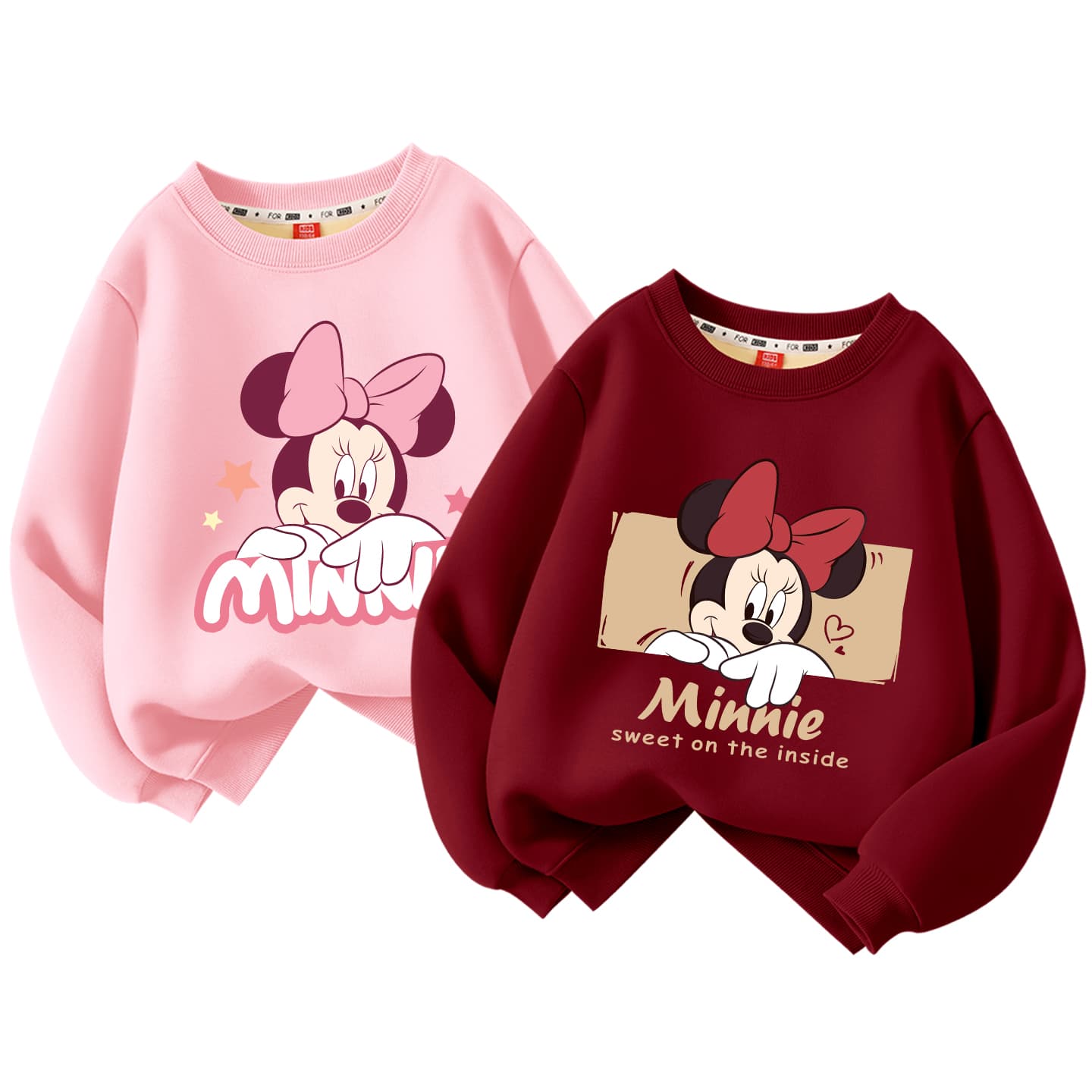 Кофта Disney [Утолщенный и с флисовой подкладкой] Dipa Smile Розовый + Dida Hide Бургунди KIDS Свитшоты - изображение 1