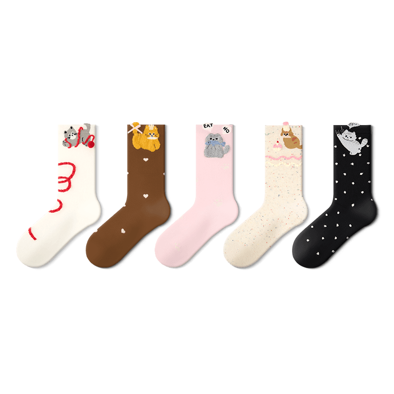 Носки JKN [Soft and Fluffy Australian Мягкий хлопок] Котенок Приключение Команда ★ Включает Креативный Коробка Женские носки Crew - изображение 1