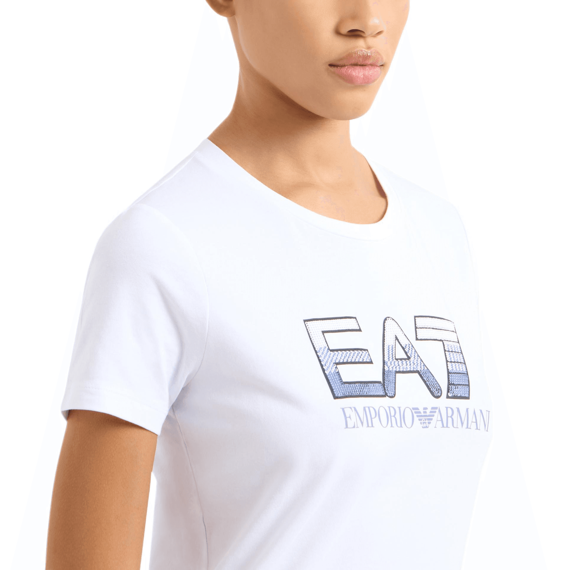 Футболка EMPORIO ARMANI EA7 Стандартная (Обычная) T-Рубашка Женская Белая - изображение 5