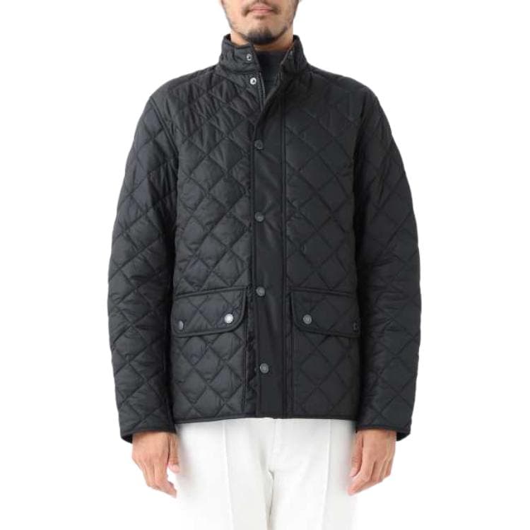 Зимняя куртка пуховик BARBOUR Однотонный воротник-стойка однобортный хлопковый пуховик мужской черный - изображение 4