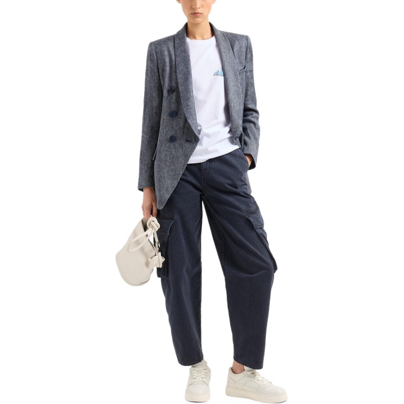 Футболка EMPORIO ARMANI SS26 Рукав с оборванным плечом T-рубашка Женская - изображение 4