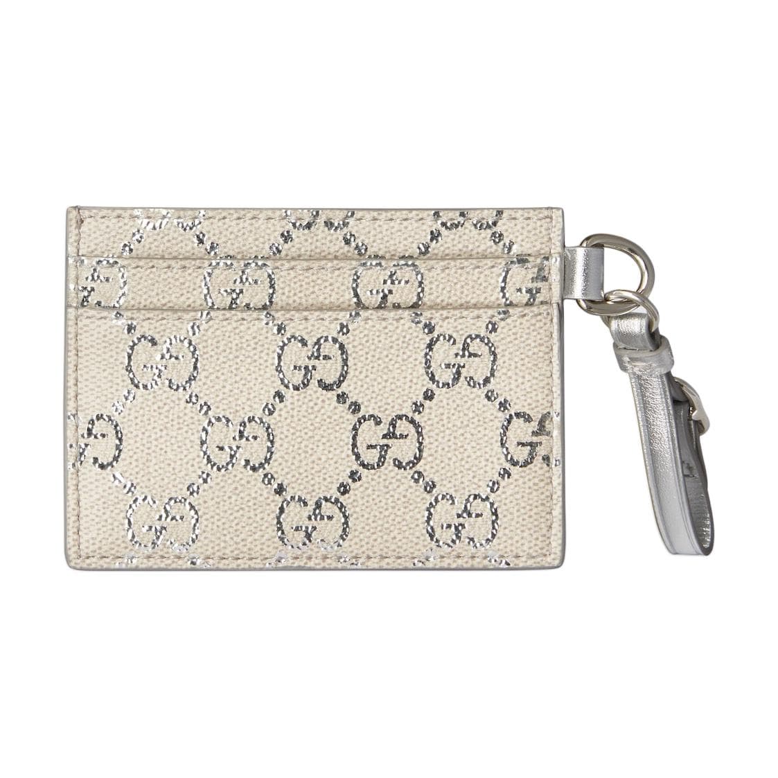 Картхолдер Gucci GG Emblem Покрытие Текстиль Кожа Визитницы Женские Светло-Бежевый и Серебряный - изображение 3