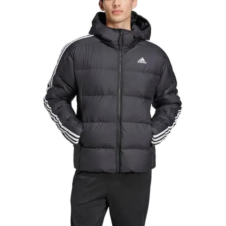 Куртка Adidas 3 Stripes Пуховики и Пальто Мужские Черные - изображение 3