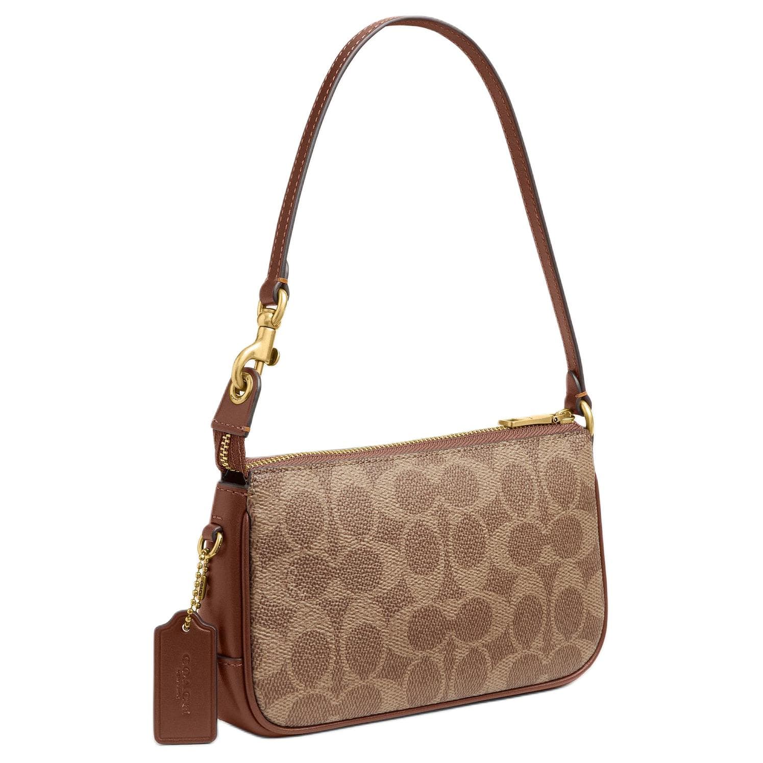 Мини-сумка COACH Plaza Искусственная кожа с коровьей кожей Сумка через плечо Маленькая Женская Коричнево-желтая - изображение 2